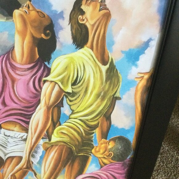 this is a canvas of effort football in a 20x30 black frame - Picture 3 of 8